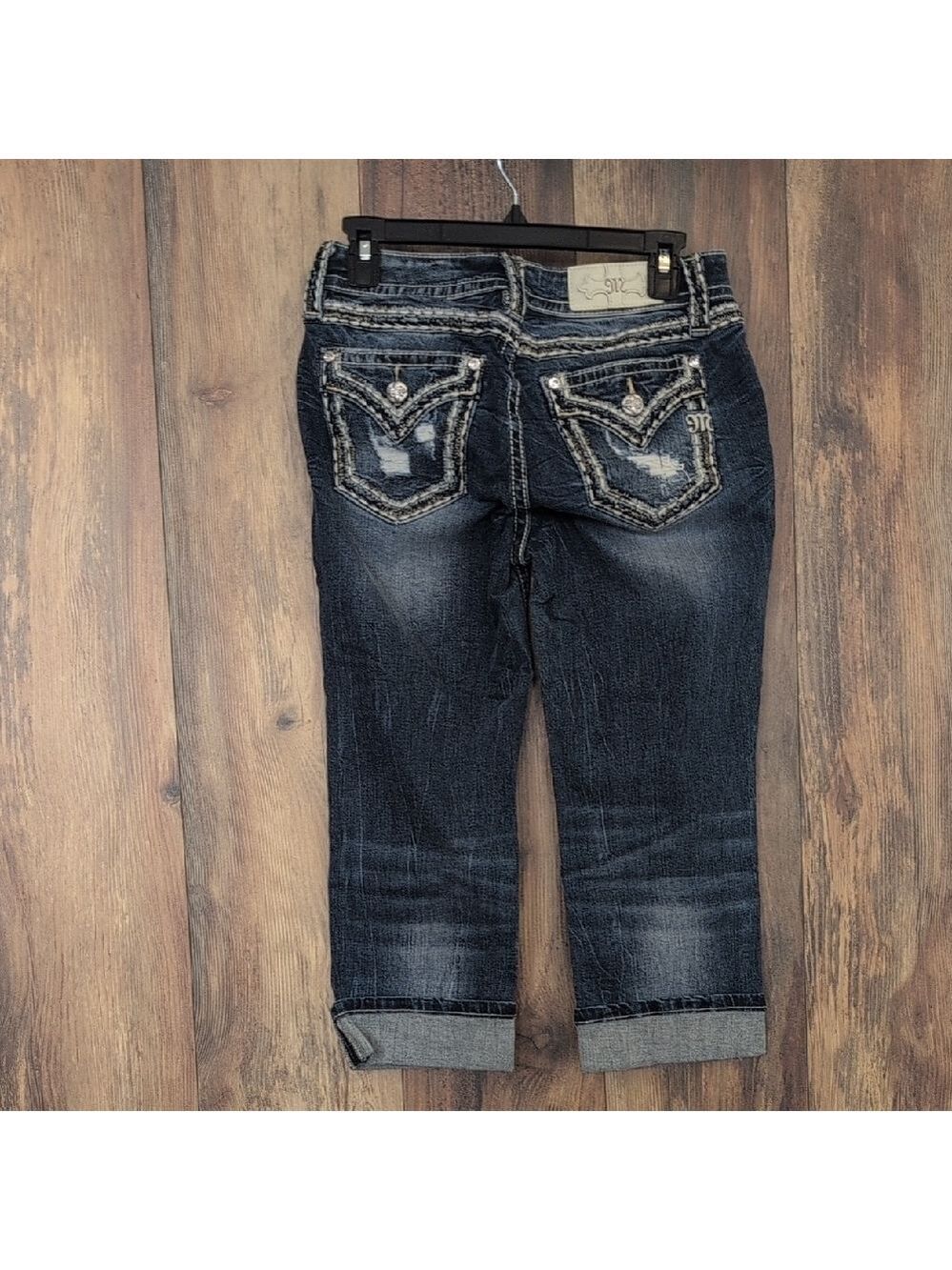 Miss Me Dark Blue Easy Crop Mid Rise Capri Jeans 25            -168JH